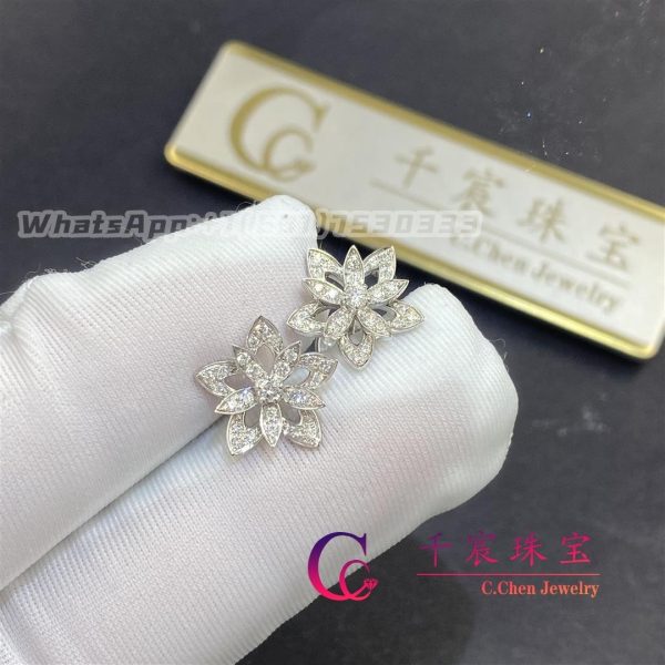 Van Cleef & Arpels Lotus openwork earrings mini model white gold Diamond VCARP0ZV00