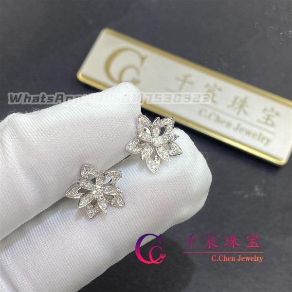 Van Cleef & Arpels Lotus openwork earrings mini model white gold Diamond VCARP0ZV00