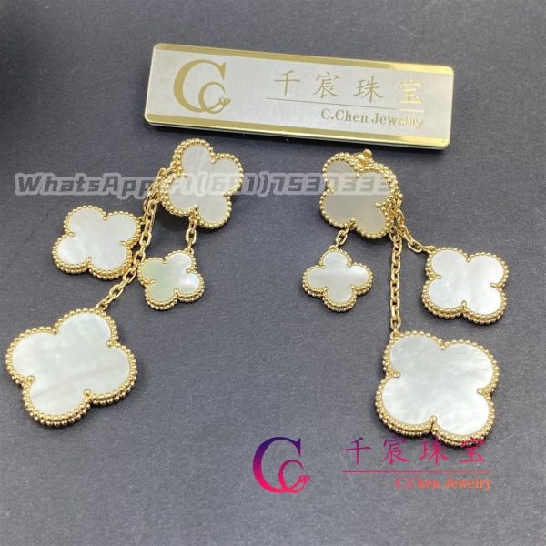 Van Cleef & Arpels Magic Alhambra Earrings 4 Motifs Yellow Gold And Mother-Of-Pearl VCARD78900