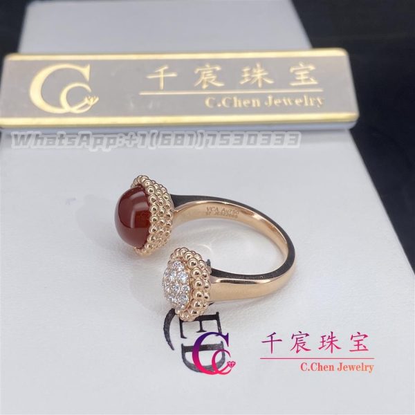 Van Cleef & Arpels Perlée Couleurs Between The Finger Ring Rose Gold Carnelian and Diamond VCARO9SV00