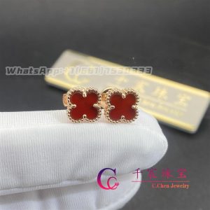 Van Cleef & Arpels Sweet Alhambra Earrings Rose Gold Carnelian VCARN6BO00