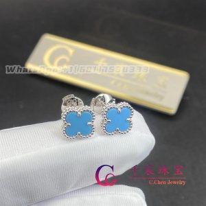 Van Cleef & Arpels Sweet Alhambra Earrings White Gold And Turquoise VCARA44500
