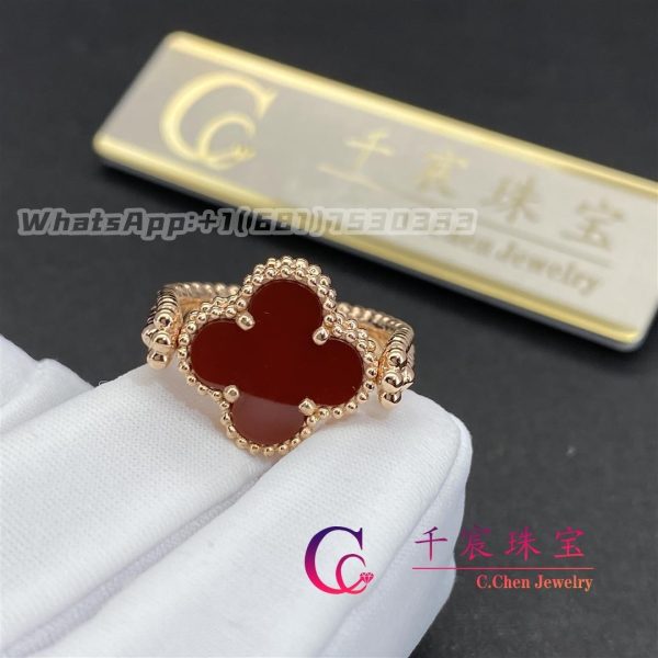 Van Cleef & Arpels Vintage Alhambra Reversible Ring Rose Gold Carnelian and Diamond VCARP7U500