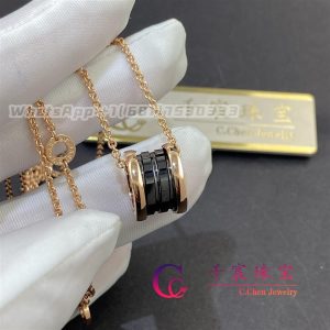 Bulgari B.Zero1 Necklace Rose Gold With Black Ceramic Pendant 346083