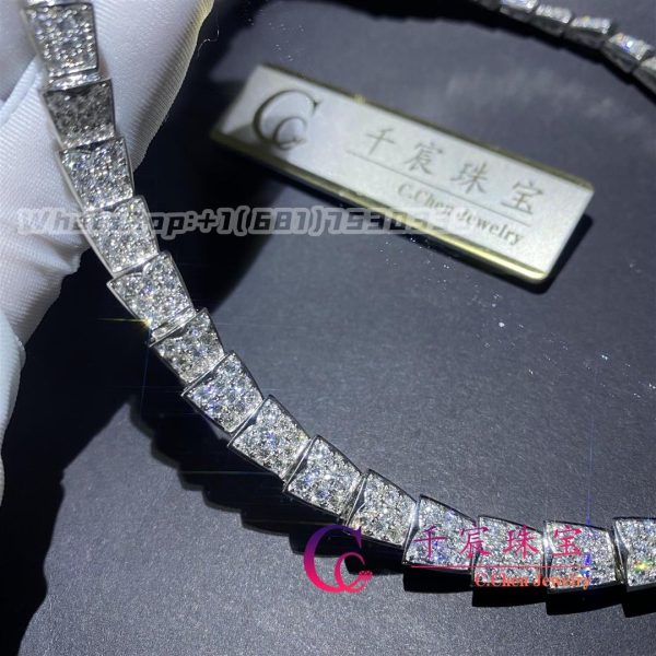 Bulgari Serpenti Necklace White Gold Set With Full Pavé Diamonds 348165