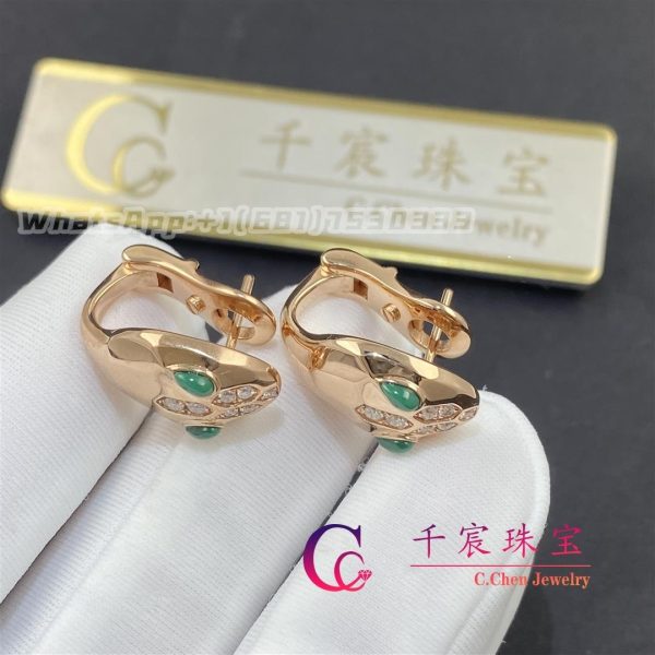 Bulgari Serpenti Rose Gold Malachite Earrings 352701