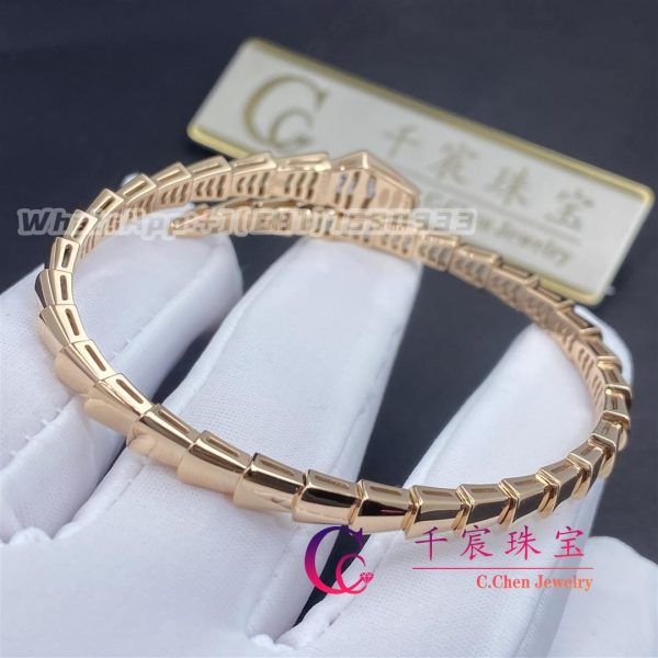Bulgari Serpenti Viper Double Layer Wrap Bangle Bracelet Rose Gold Set With Demi-Pavé Diamonds 357823
