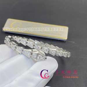 Bulgari Serpenti Viper One-Coil Thin Bracelet White Gold And Full Pavé Diamonds 351844
