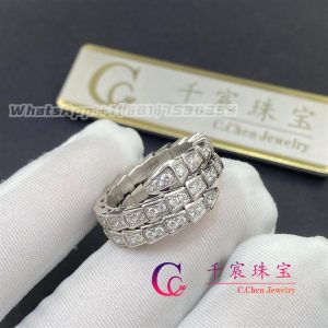 Bulgari Serpenti Viper Two-Coil White Gold Ring Set With Pavé Diamonds 357266