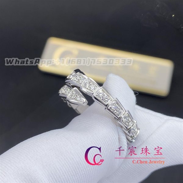 Bulgari Serpenti Viper White Gold Ring Set With Pavé Diamonds 354711