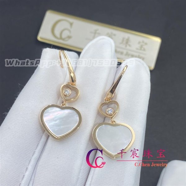 Chopard Happy Hearts Earrings Rose Gold Diamonds and Mother-of-Pearl 837482-5310