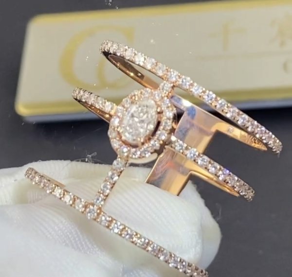 Messika Glam’Azone 3 rows pavé diamond ring 4871-PG