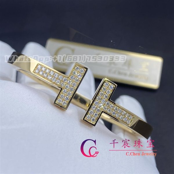 Tiffany T Pavé Diamond Square Bracelet in 18k Yellow Gold 60153366