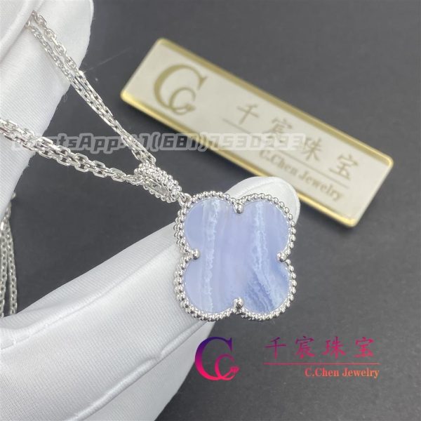 Van Cleef & Arpels Magic Alhambra Long Necklace White Gold And Chalcedony VCARP6L900