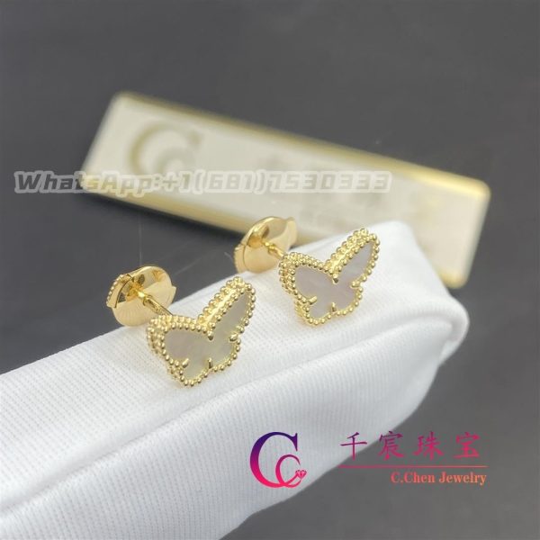 Van Cleef & Arpels Sweet Alhambra butterfly earstuds yellow gold Mother-of-pearl VCARN5JM00