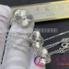 Van Cleef & Arpels Vintage Alhambra Diamond Holiday Pendant 2020 White Gold Guilloché Necklace