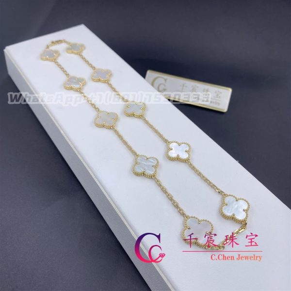 Van Cleef & Arpels Vintage Alhambra Necklace 10 Motifs Yellow Gold Mother-Of-Pearl VCARA42800