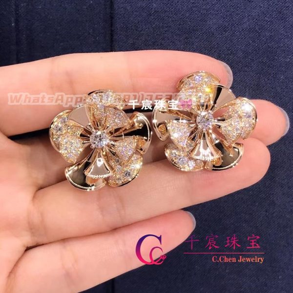 Bulgari Divas’ Dream Earrings Pave Diamonds Rose Gold 348364 OR856355