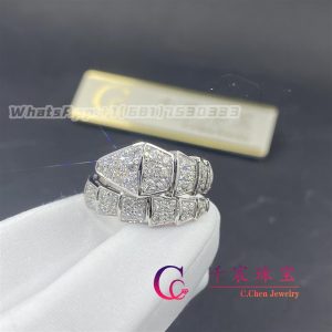 Bulgari Serpenti Viper One-Coil Ring White Gold Set With Full Pavé Diamonds 345209