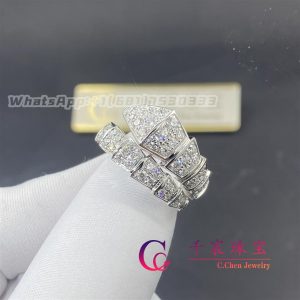 Bulgari Serpenti Viper One-Coil Ring White Gold Set With Full Pavé Diamonds 345209