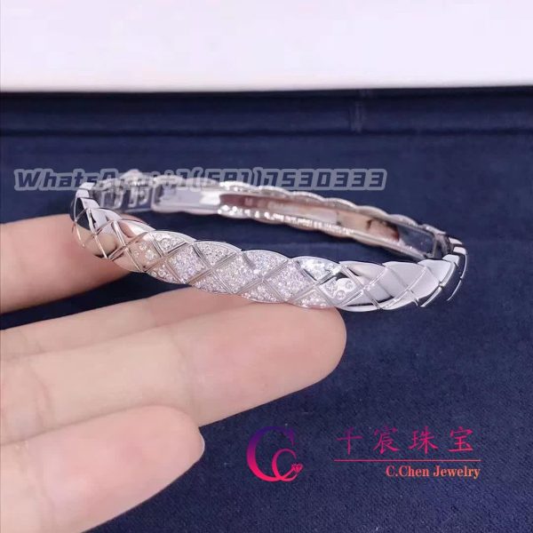 Chanel Coco Crush Bracelet Quilted Motif White Gold and Diamonds J11162
