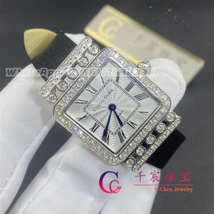 Charles Oudin Pansy Retro 24mm Black Satin Silk Strap And Diamond Watch Roman Style