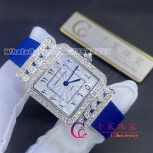 Charles Oudin Pansy Retro 24mm Blue Satin Silk Strap And Diamond Watch Arabic Style