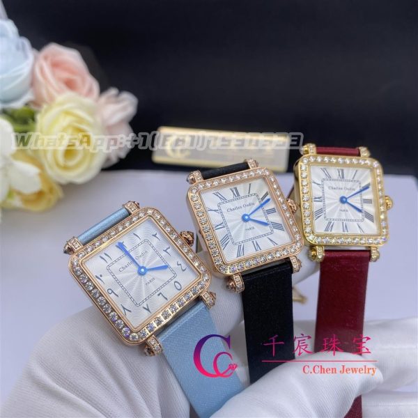 Charles Oudin Pansy Retro Maroon Straps Rose Watch Roman Style – 24mm