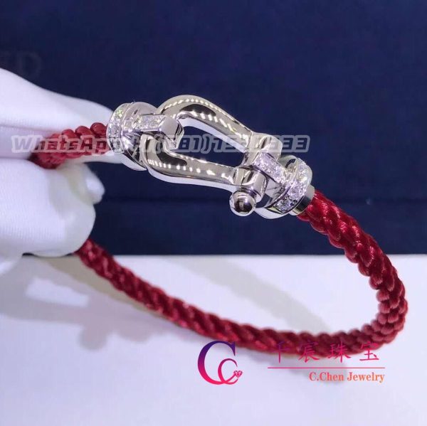 Fred Force 10 Bracelet white gold and diamonds large model Red Cable 0B0026-6B0217