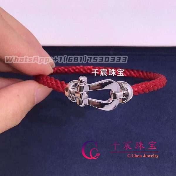 Fred Force 10 Bracelet White Gold Large Model and Red Cable 0B0005-6B0156