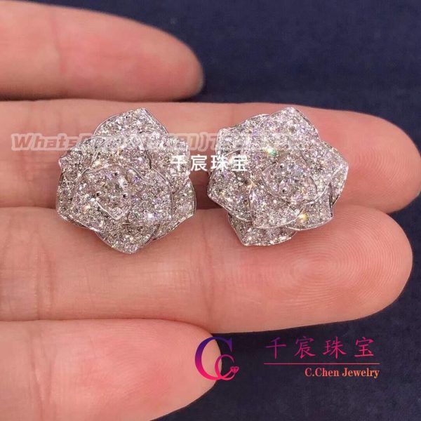 Piaget Rose earrings white gold and diamonds G38U0072