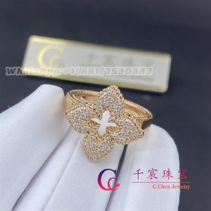 Roberto Coin Venetian Princess Medium Pave Flower Ring 18k Rose Gold 7773266AX65X