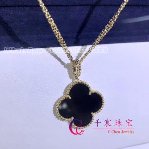 Van Cleef & Arpels Magic Alhambra Long Necklace Yellow Gold and Onyx VCARO49M00