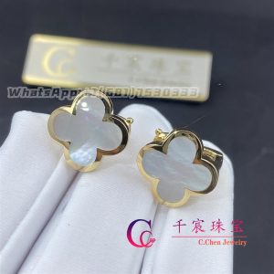 Van Cleef & Arpels Pure Alhambra Earstuds Yellow Gold Mother-Of-Pearl VCARA38800