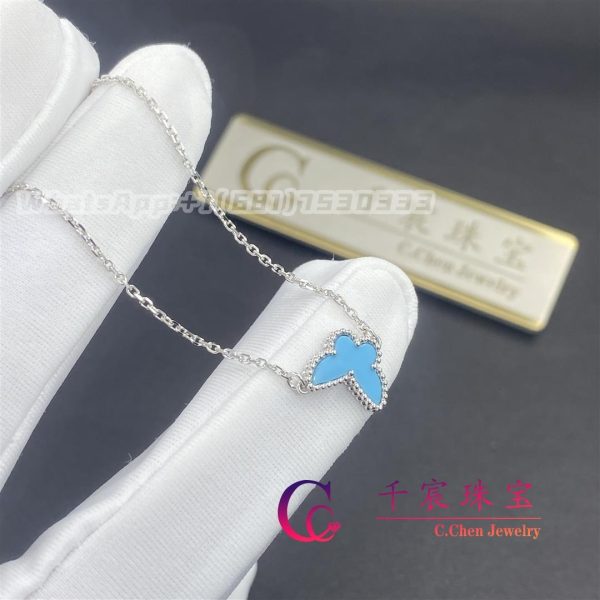 Van Cleef & Arpels Sweet Alhambra butterfly bracelet white gold, Turquoise VCARF80400
