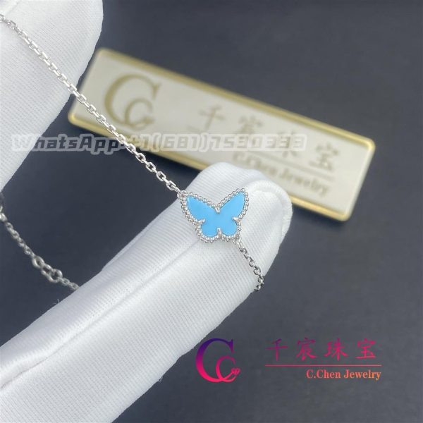 Van Cleef & Arpels Sweet Alhambra butterfly bracelet white gold, Turquoise VCARF80400