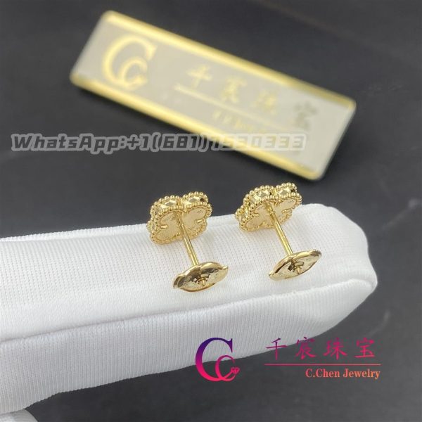 Van Cleef & Arpels Sweet Alhambra Earrings Malachite Yellow Gold