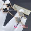 Van Cleef & Arpels Vintage Alhambra Bracelet 5 Motifs Rose Gold And Onyx