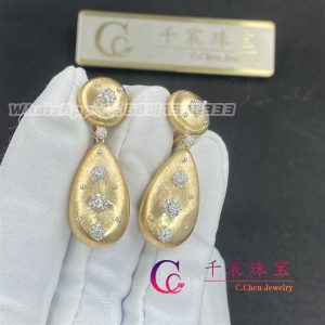 Buccellati Macri Pendant Earrings In Yellow Gold With Yellow Gold Bezels Set With Diamonds