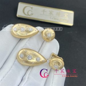 Buccellati Macri Pendant Earrings In Yellow Gold With Yellow Gold Bezels Set With Diamonds