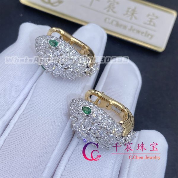 Bulgari Serpenti Diamond Earrings with Emerald Eyes