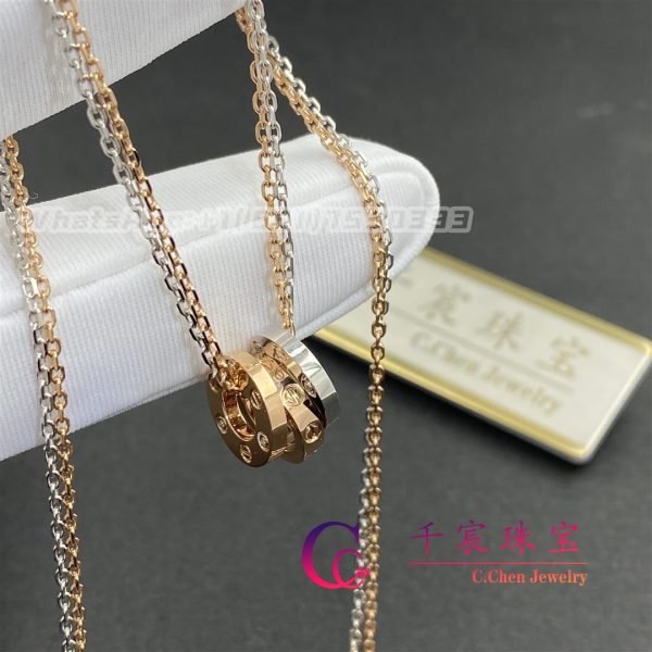 Cartier Love Necklace 18K Rose Gold, 18K White Gold And 6 Diamonds B7219700