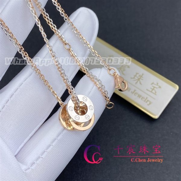 Cartier Love Necklace 18K Rose Gold, 18K White Gold And 6 Diamonds B7219700