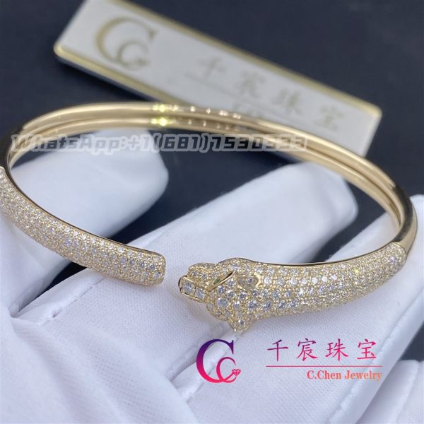 Cartier Panthère De Cartier Yellow Gold Bracelet Pave Diamonds N6718117