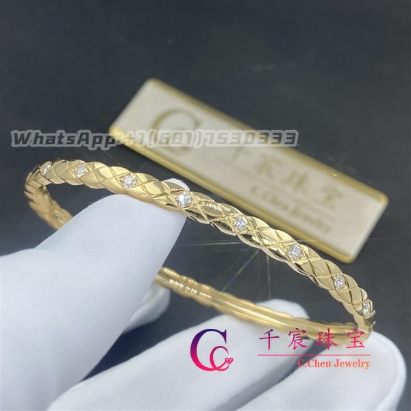 Chanel Coco Crush Bracelet Quilted Motif, Mini Version Yellow Gold Diamonds J12327