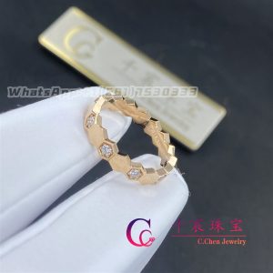 Chaumet Paris Bee My Love Half Pavé Diamond Ring in Rose Gold 4mm 084677