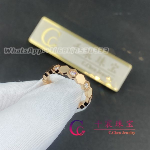 Chaumet Paris Bee My Love Half Pavé Diamond Ring in Rose Gold 4mm 084677