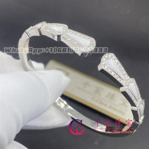Garrard Fanfare Diamond and Mother of Pearl Bangle In 18ct White Gold 2015949ALL