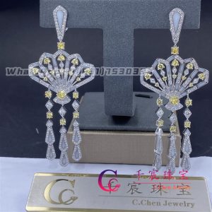 Garrard Fanfare Symphony Diamond and Yellow Sapphire Earrings In 18ct White Gold with White Agate