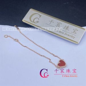 Van Cleef & Arpels Sweet Alhambra Heart Bracelet 18K Rose Gold And Carnelian VCARN59L00